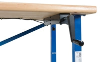 Vestil Steel/Wood Manual Adjustable Ergonomic Work Bench 72 In. x 36 In. 750 Lb. Capacity Blue/Tan EWB-7236