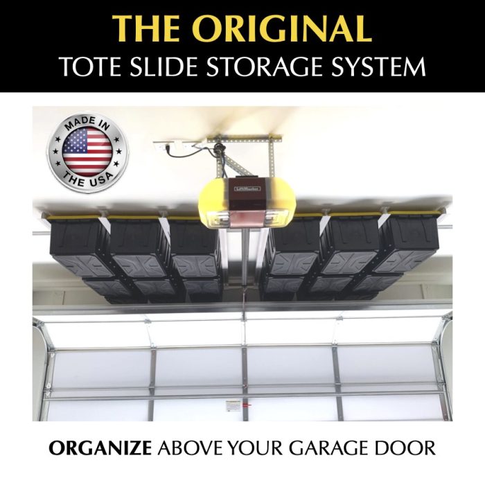 E-Z Glide Tote Slide PRO – Overhead Garage Storage System